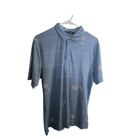 Travis Mathew Other - Travis Mathew Mens Polo Shirt Blue Palm Tree Striped Golf Casual Size M